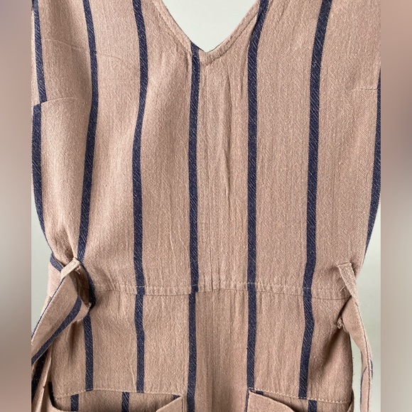 Simons Linen Blend Lined Jumpsuit With Adjustable Straps And Waist Sash | Small - Picture 7 of 14